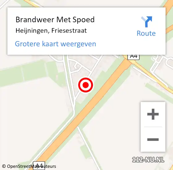 Locatie op kaart van de 112 melding: Brandweer Met Spoed Naar Heijningen, Friesestraat op 1 januari 2024 10:52