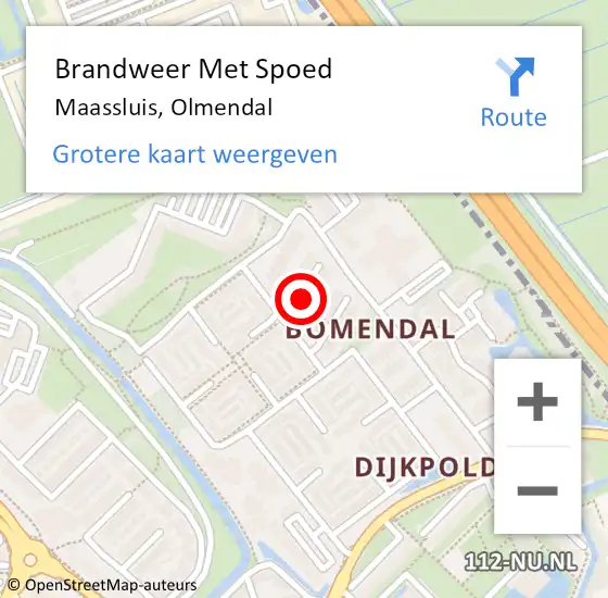 Locatie op kaart van de 112 melding: Brandweer Met Spoed Naar Maassluis, Olmendal op 1 januari 2024 11:09