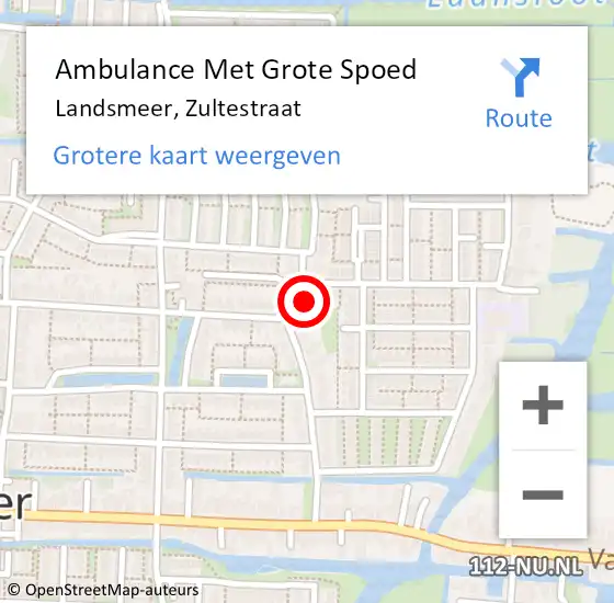 Locatie op kaart van de 112 melding: Ambulance Met Grote Spoed Naar Landsmeer, Zultestraat op 1 januari 2024 11:50