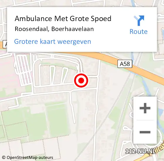 Locatie op kaart van de 112 melding: Ambulance Met Grote Spoed Naar Roosendaal, Boerhaavelaan op 1 januari 2024 13:02
