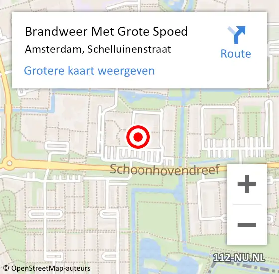 Locatie op kaart van de 112 melding: Brandweer Met Grote Spoed Naar Amsterdam, Schelluinenstraat op 1 januari 2024 13:09