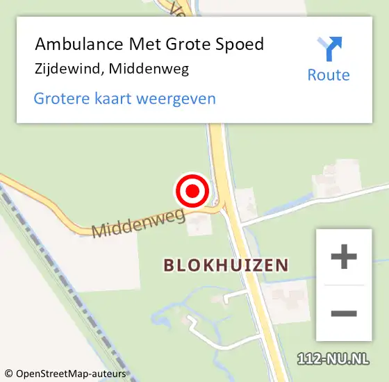 Locatie op kaart van de 112 melding: Ambulance Met Grote Spoed Naar Zijdewind, Middenweg op 1 januari 2024 13:10