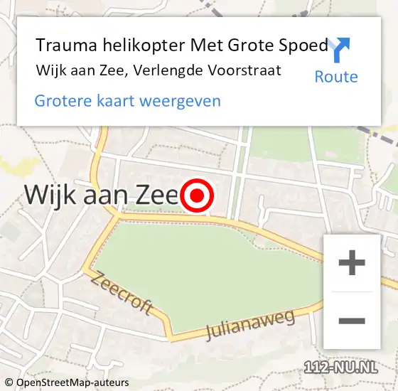 Locatie op kaart van de 112 melding: Trauma helikopter Met Grote Spoed Naar Wijk aan Zee, Verlengde Voorstraat op 1 januari 2024 13:48