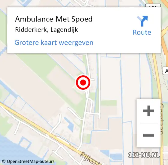 Locatie op kaart van de 112 melding: Ambulance Met Spoed Naar Ridderkerk, Lagendijk op 1 januari 2024 13:57