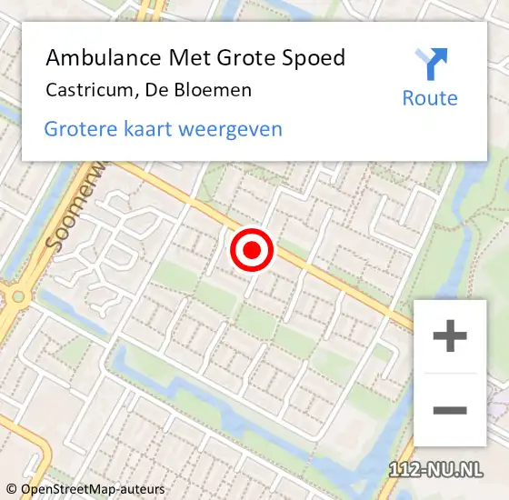 Locatie op kaart van de 112 melding: Ambulance Met Grote Spoed Naar Castricum, De Bloemen op 1 januari 2024 15:08