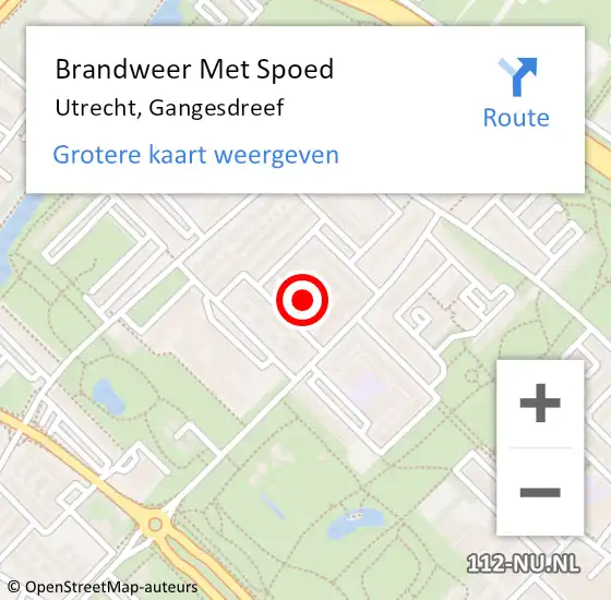 Locatie op kaart van de 112 melding: Brandweer Met Spoed Naar Utrecht, Gangesdreef op 1 januari 2024 15:16