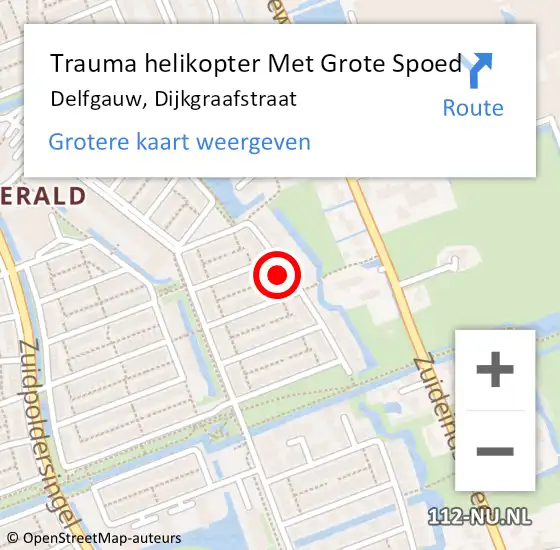 Locatie op kaart van de 112 melding: Trauma helikopter Met Grote Spoed Naar Delfgauw, Dijkgraafstraat op 1 januari 2024 16:43