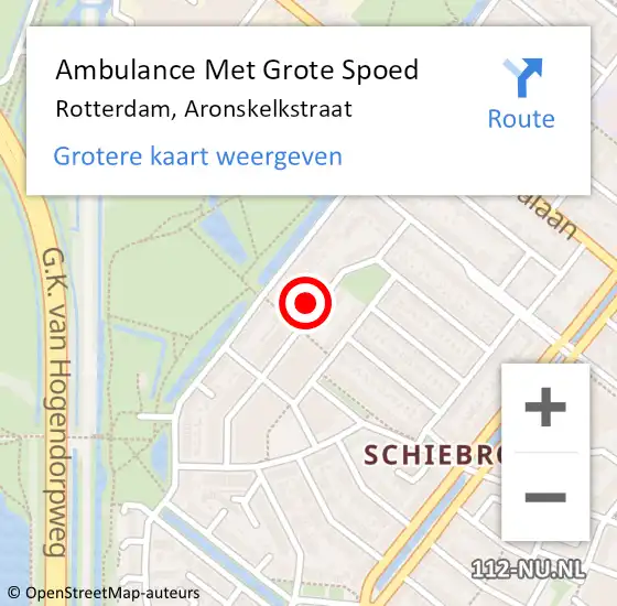 Locatie op kaart van de 112 melding: Ambulance Met Grote Spoed Naar Rotterdam, Aronskelkstraat op 1 januari 2024 17:11