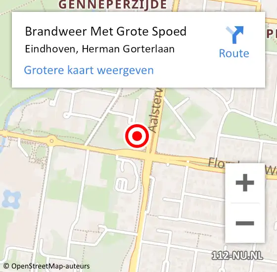 Locatie op kaart van de 112 melding: Brandweer Met Grote Spoed Naar Eindhoven, Herman Gorterlaan op 1 januari 2024 17:31