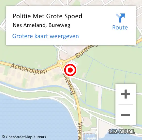 Locatie op kaart van de 112 melding: Politie Met Grote Spoed Naar Nes Ameland, Bureweg op 1 januari 2024 19:00
