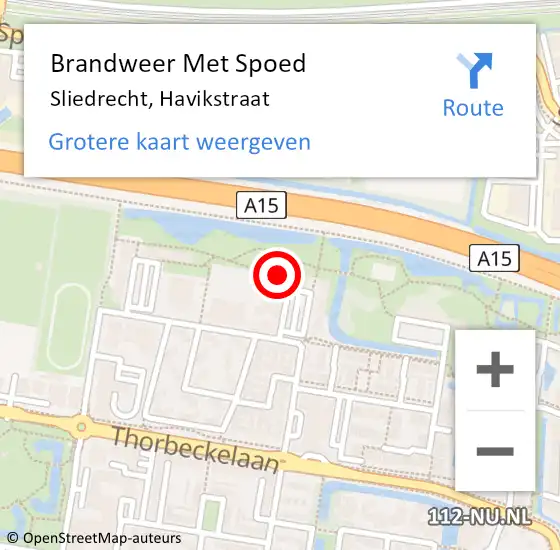Locatie op kaart van de 112 melding: Brandweer Met Spoed Naar Sliedrecht, Havikstraat op 1 januari 2024 20:14