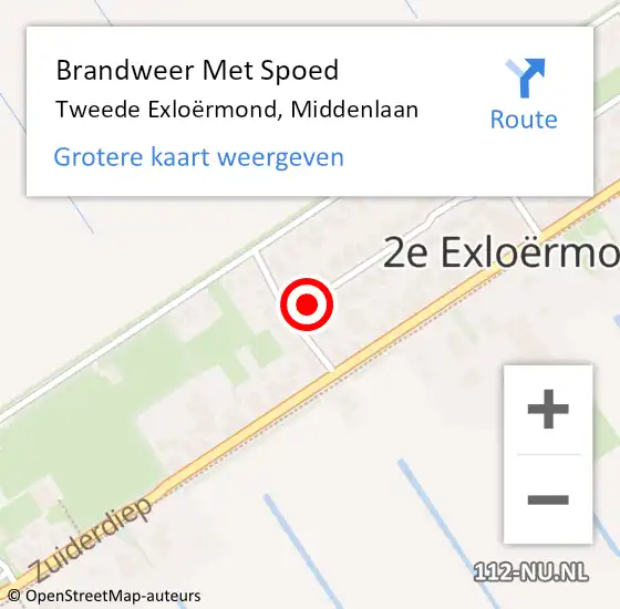Locatie op kaart van de 112 melding: Brandweer Met Spoed Naar Tweede Exloërmond, Middenlaan op 1 januari 2024 21:22
