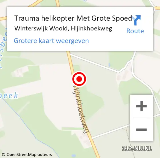 Locatie op kaart van de 112 melding: Trauma helikopter Met Grote Spoed Naar Winterswijk Woold, Hijinkhoekweg op 1 januari 2024 23:02