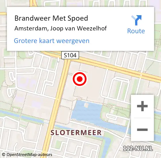 Locatie op kaart van de 112 melding: Brandweer Met Spoed Naar Amsterdam, Joop van Weezelhof op 1 januari 2024 23:15
