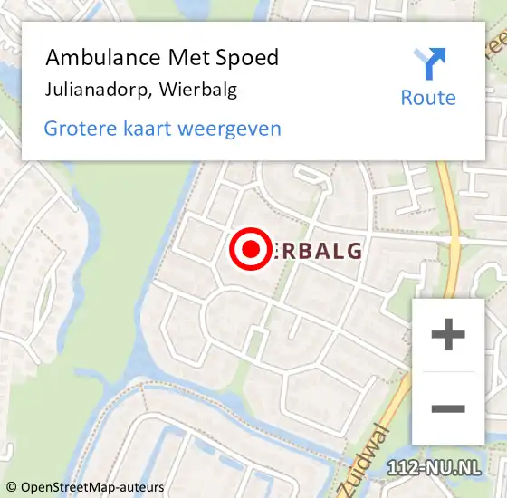 Locatie op kaart van de 112 melding: Ambulance Met Spoed Naar Julianadorp, Wierbalg op 2 januari 2024 00:49