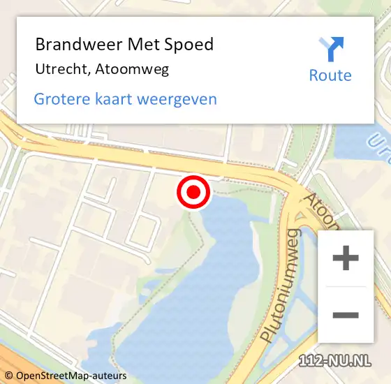Locatie op kaart van de 112 melding: Brandweer Met Spoed Naar Utrecht, Atoomweg op 2 januari 2024 04:09