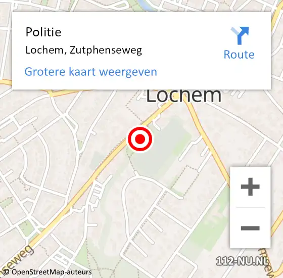 Locatie op kaart van de 112 melding: Politie Lochem, Zutphenseweg op 2 januari 2024 07:24