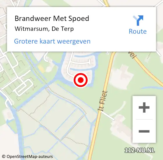 Locatie op kaart van de 112 melding: Brandweer Met Spoed Naar Witmarsum, De Terp op 2 januari 2024 09:45