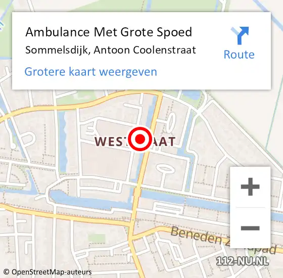 Locatie op kaart van de 112 melding: Ambulance Met Grote Spoed Naar Sommelsdijk, Antoon Coolenstraat op 2 januari 2024 09:47