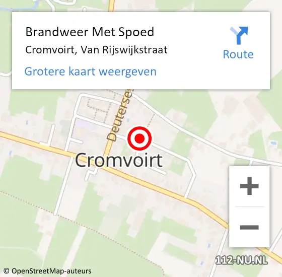 Locatie op kaart van de 112 melding: Brandweer Met Spoed Naar Cromvoirt, Van Rijswijkstraat op 2 januari 2024 09:56