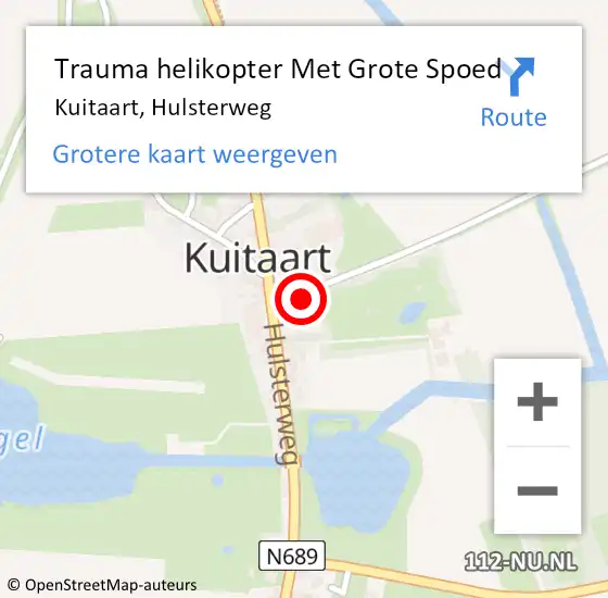 Locatie op kaart van de 112 melding: Trauma helikopter Met Grote Spoed Naar Kuitaart, Hulsterweg op 2 januari 2024 10:24