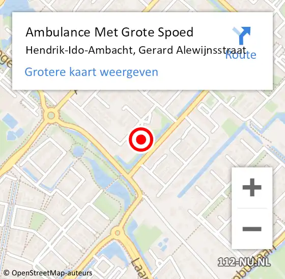 Locatie op kaart van de 112 melding: Ambulance Met Grote Spoed Naar Hendrik-Ido-Ambacht, Gerard Alewijnsstraat op 2 januari 2024 12:37