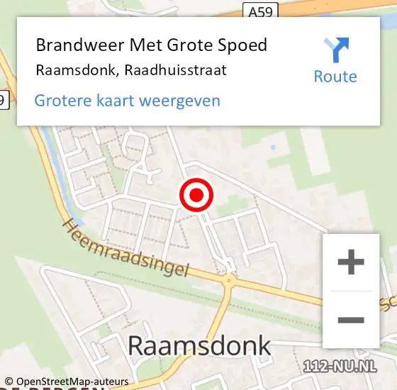 Locatie op kaart van de 112 melding: Brandweer Met Grote Spoed Naar Raamsdonk, Raadhuisstraat op 2 januari 2024 13:43