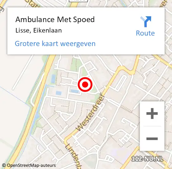 Locatie op kaart van de 112 melding: Ambulance Met Spoed Naar Lisse, Eikenlaan op 2 januari 2024 14:44