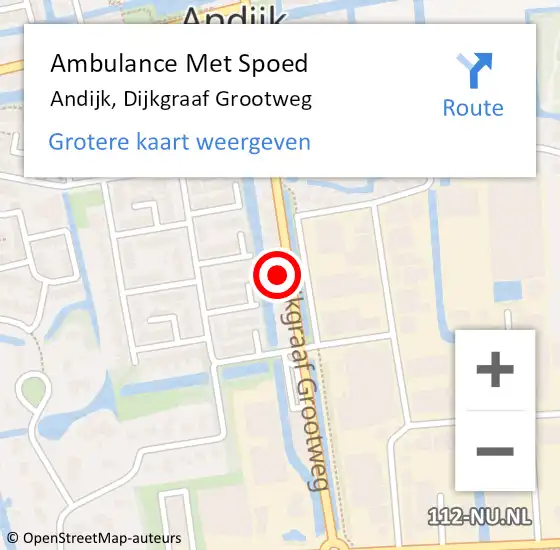 Locatie op kaart van de 112 melding: Ambulance Met Spoed Naar Andijk, Dijkgraaf Grootweg op 2 januari 2024 14:52