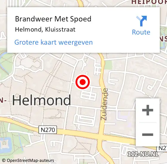 Locatie op kaart van de 112 melding: Brandweer Met Spoed Naar Helmond, Kluisstraat op 2 januari 2024 15:16
