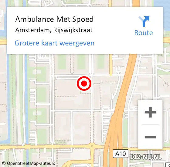 Locatie op kaart van de 112 melding: Ambulance Met Spoed Naar Amsterdam, Rijswijkstraat op 2 januari 2024 15:52