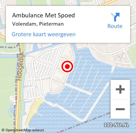 Locatie op kaart van de 112 melding: Ambulance Met Spoed Naar Volendam, Pieterman op 2 januari 2024 16:19