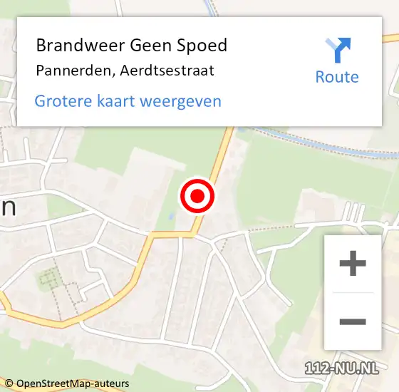 Locatie op kaart van de 112 melding: Brandweer Geen Spoed Naar Pannerden, Aerdtsestraat op 2 januari 2024 16:56