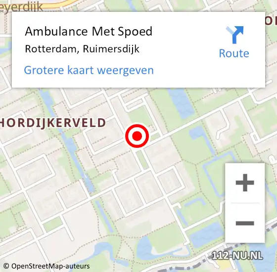 Locatie op kaart van de 112 melding: Ambulance Met Spoed Naar Rotterdam, Ruimersdijk op 2 januari 2024 17:35