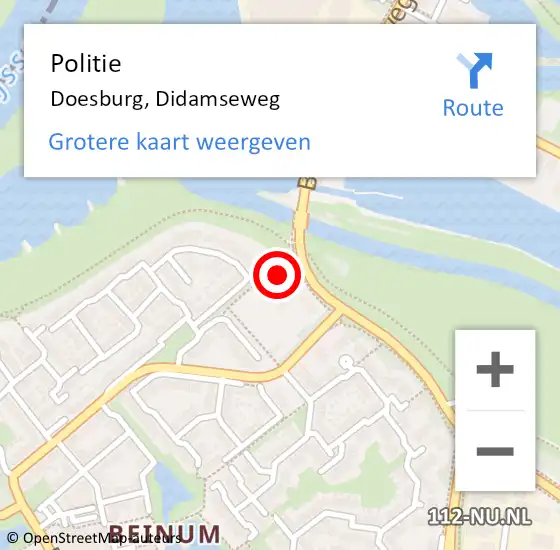 Locatie op kaart van de 112 melding: Politie Doesburg, Didamseweg op 2 januari 2024 18:21