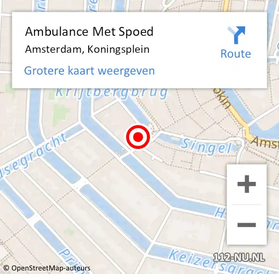 Locatie op kaart van de 112 melding: Ambulance Met Spoed Naar Amsterdam, Koningsplein op 2 januari 2024 18:38