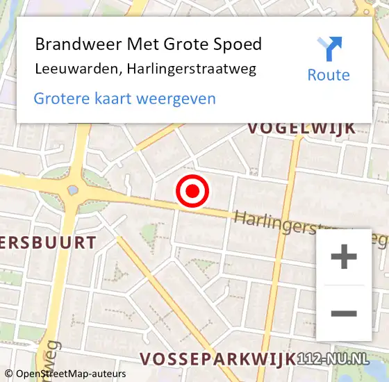 Locatie op kaart van de 112 melding: Brandweer Met Grote Spoed Naar Leeuwarden, Harlingerstraatweg op 2 januari 2024 19:12