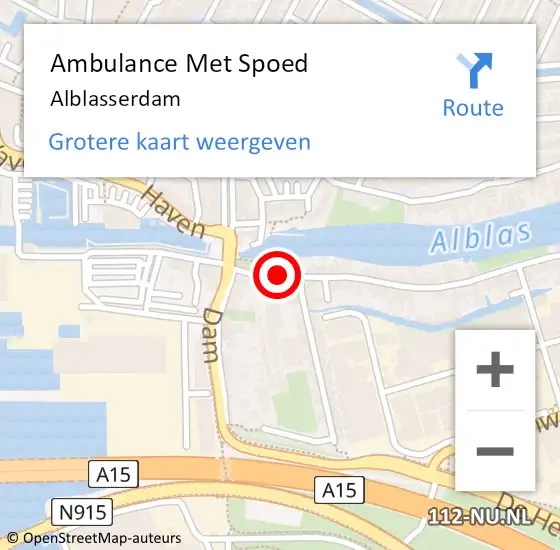 Locatie op kaart van de 112 melding: Ambulance Met Spoed Naar Alblasserdam op 2 januari 2024 19:33