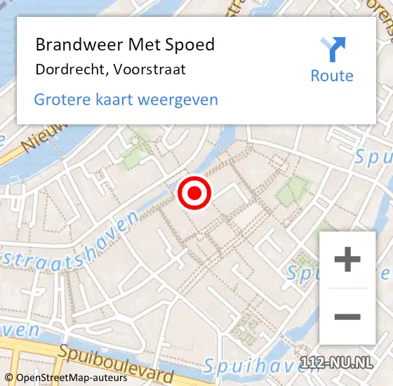 Locatie op kaart van de 112 melding: Brandweer Met Spoed Naar Dordrecht, Voorstraat op 2 januari 2024 19:40