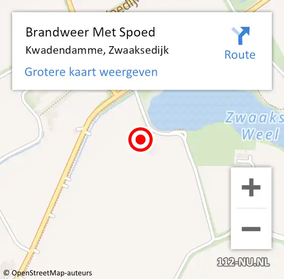 Locatie op kaart van de 112 melding: Brandweer Met Spoed Naar Kwadendamme, Zwaaksedijk op 2 januari 2024 19:53