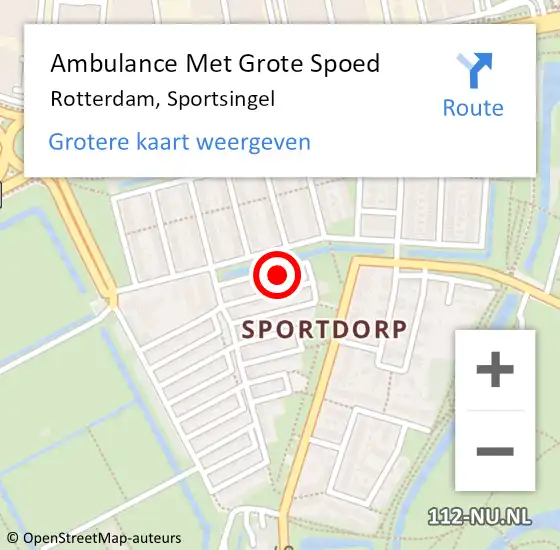 Locatie op kaart van de 112 melding: Ambulance Met Grote Spoed Naar Rotterdam, Sportsingel op 2 januari 2024 20:13