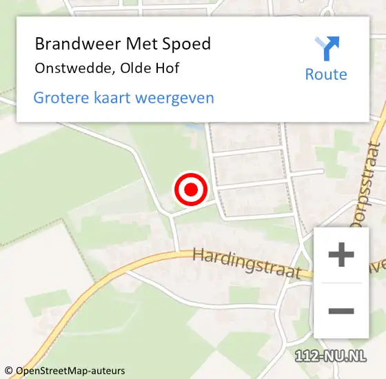 Locatie op kaart van de 112 melding: Brandweer Met Spoed Naar Onstwedde, Olde Hof op 2 januari 2024 20:18