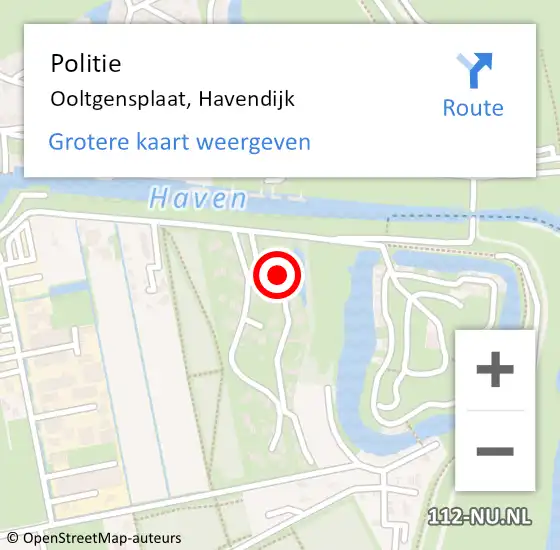 Locatie op kaart van de 112 melding: Politie Ooltgensplaat, Havendijk op 2 januari 2024 20:35