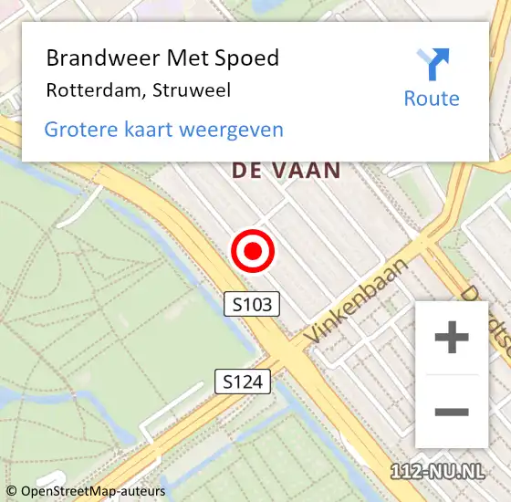 Locatie op kaart van de 112 melding: Brandweer Met Spoed Naar Rotterdam, Struweel op 2 januari 2024 21:12