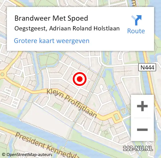 Locatie op kaart van de 112 melding: Brandweer Met Spoed Naar Oegstgeest, Adriaan Roland Holstlaan op 2 januari 2024 21:14