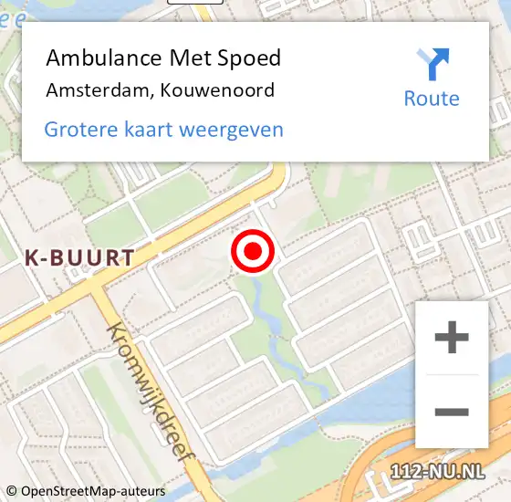 Locatie op kaart van de 112 melding: Ambulance Met Spoed Naar Amsterdam, Kouwenoord op 2 januari 2024 21:14