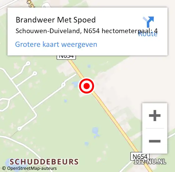 Locatie op kaart van de 112 melding: Brandweer Met Spoed Naar Schouwen-Duiveland, N654 hectometerpaal: 4 op 2 januari 2024 21:20
