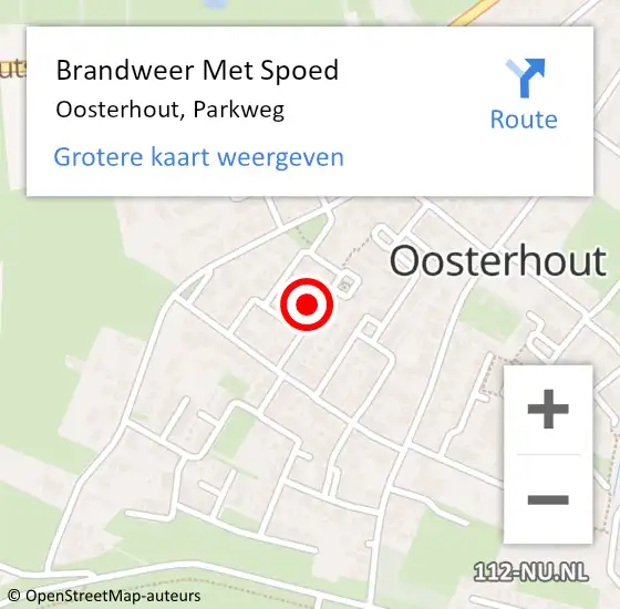 Locatie op kaart van de 112 melding: Brandweer Met Spoed Naar Oosterhout, Parkweg op 2 januari 2024 21:24