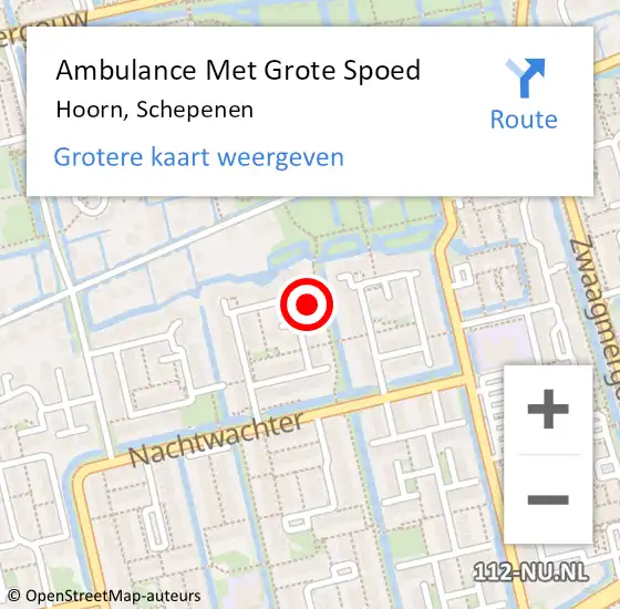 Locatie op kaart van de 112 melding: Ambulance Met Grote Spoed Naar Hoorn, Schepenen op 2 januari 2024 21:39