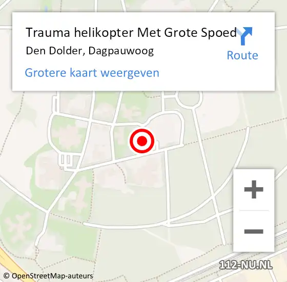 Locatie op kaart van de 112 melding: Trauma helikopter Met Grote Spoed Naar Den Dolder, Dagpauwoog op 2 januari 2024 22:04